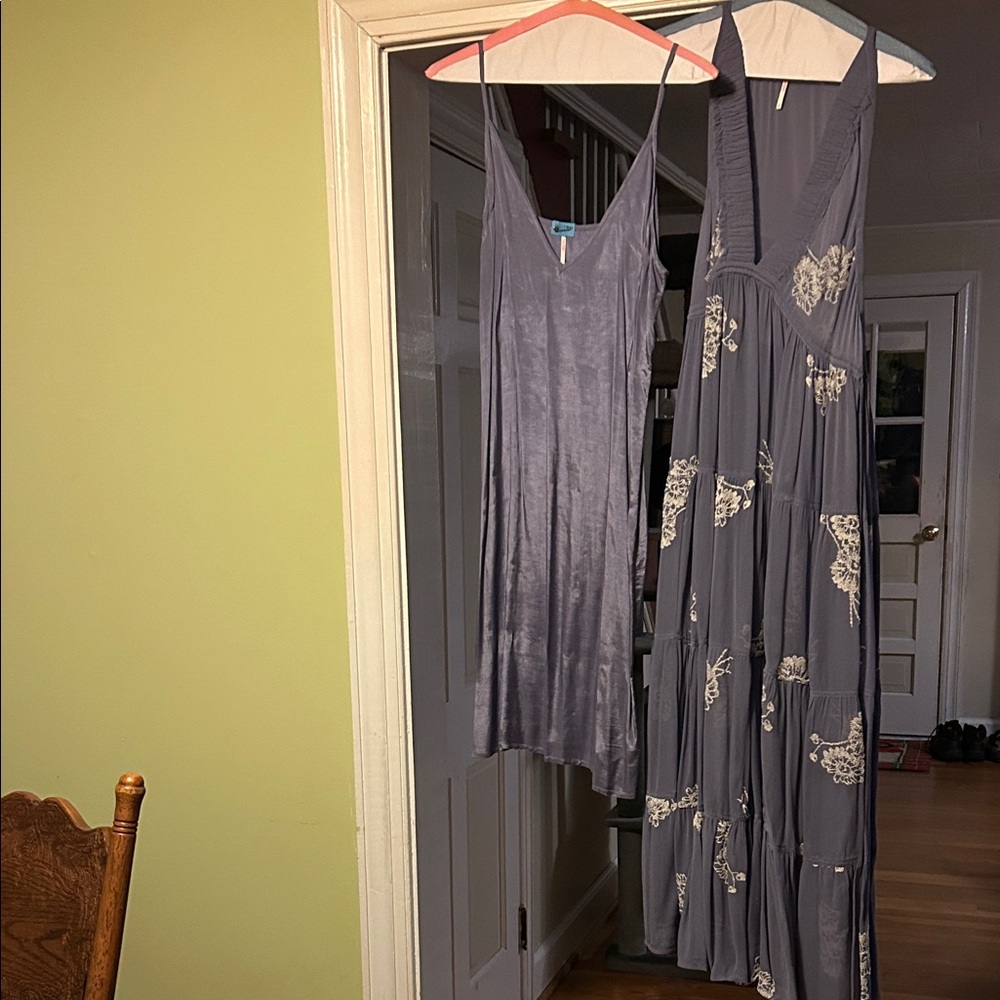 Free People gray purple and Cream Maxi Dress Set
